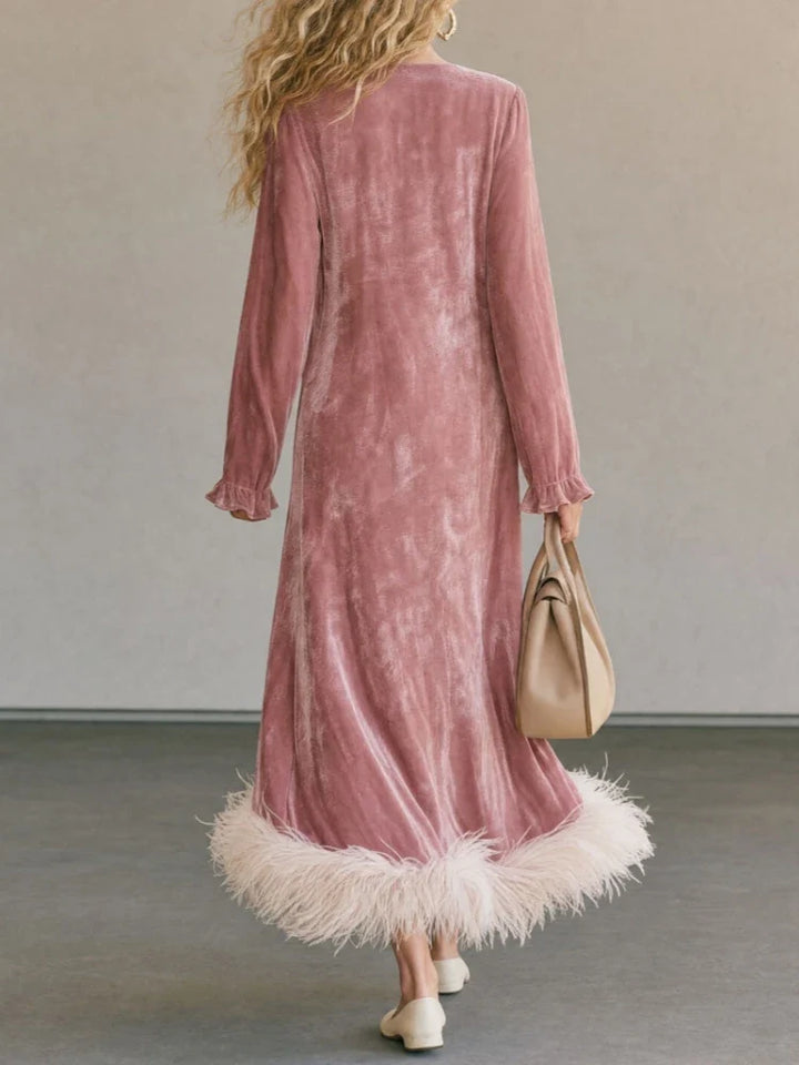 Marisole Feather Trim Maxi Dress