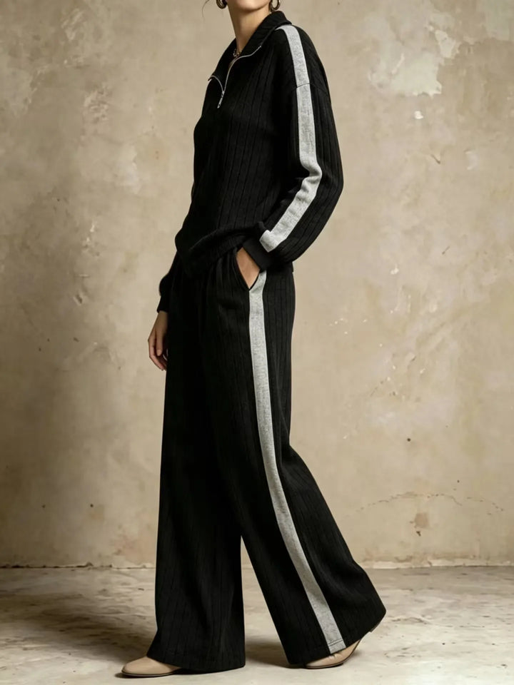 Sasha Ribbed Half Zip Two Piece Set