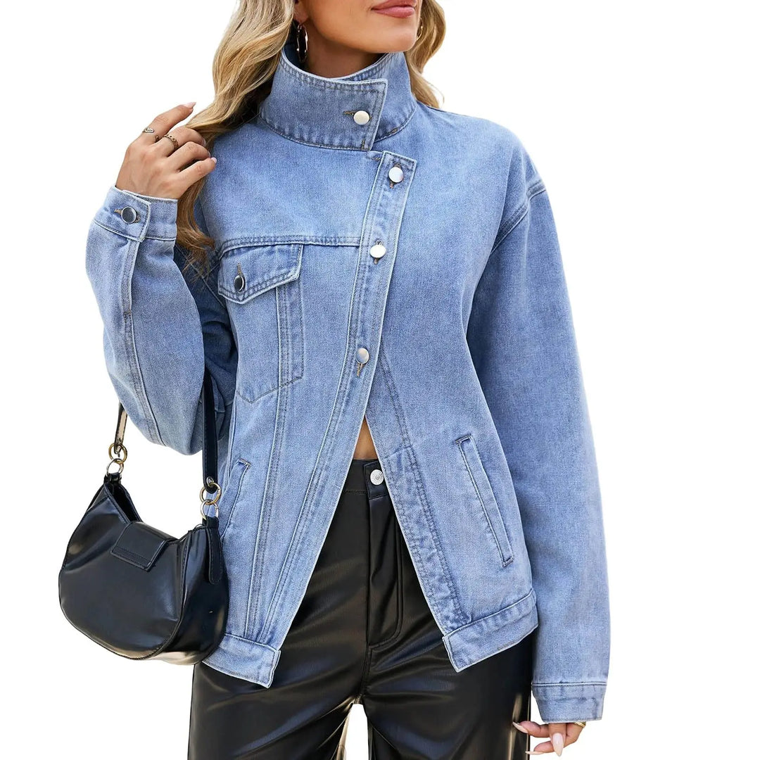 Alaina Stand Collar Denim Jacket