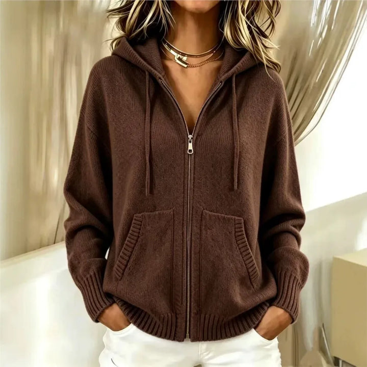 Hazel Zip Front Knit Hoodie