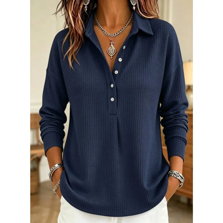 Wren Waffle Knit Polo Sweater