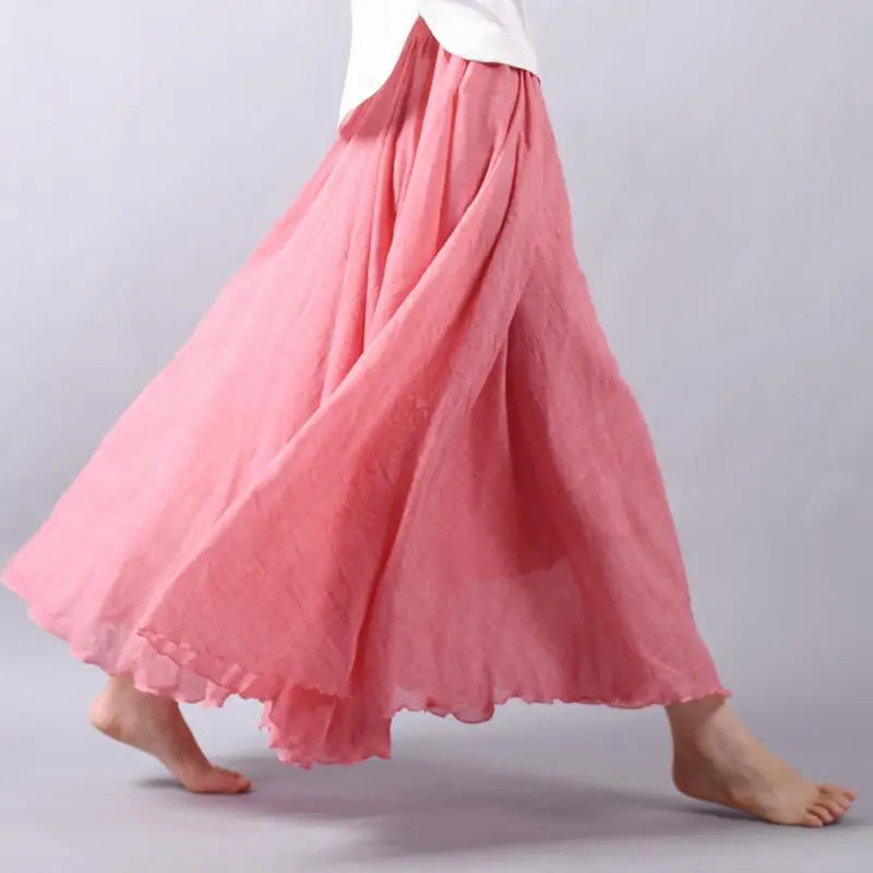 Lunara A-Line Flowy Linen Skirt