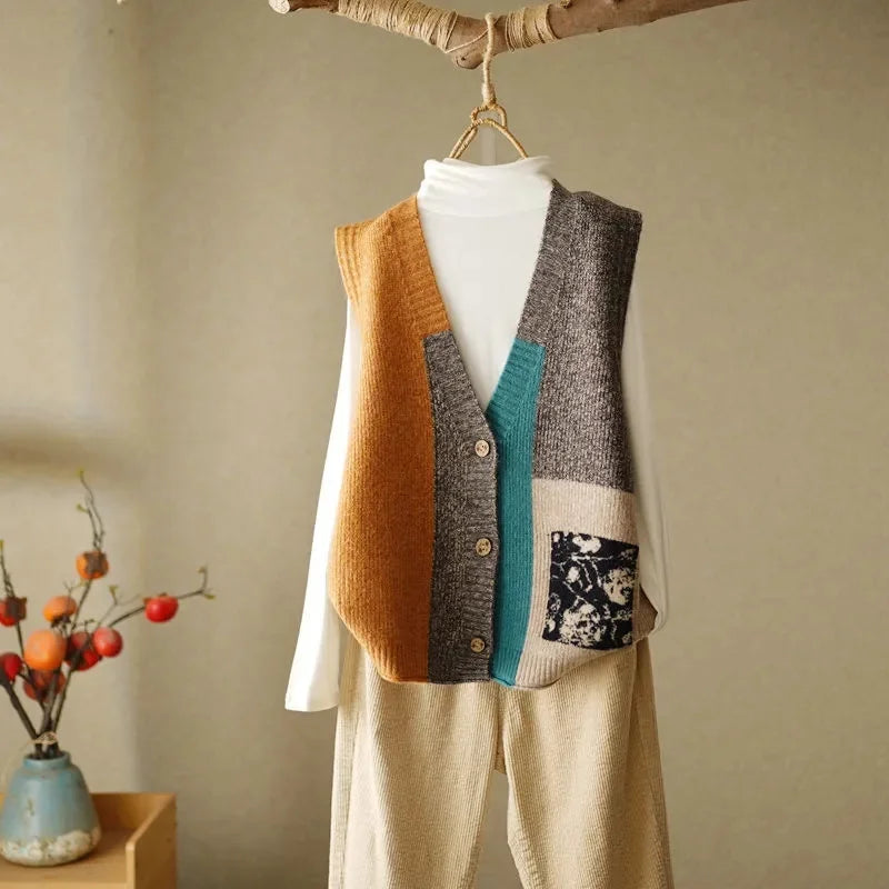 Araminta Patchwork Knit Vest
