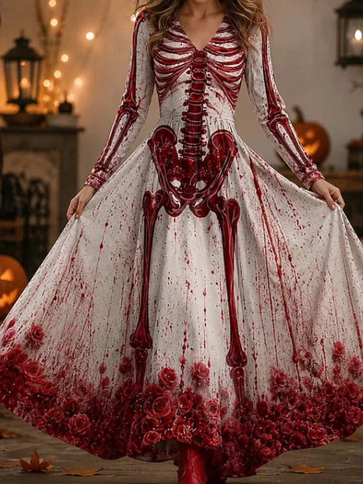 Harlow Skeleton Print Maxi Dress