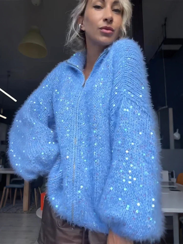 Freya Sequin Zip Cardigan