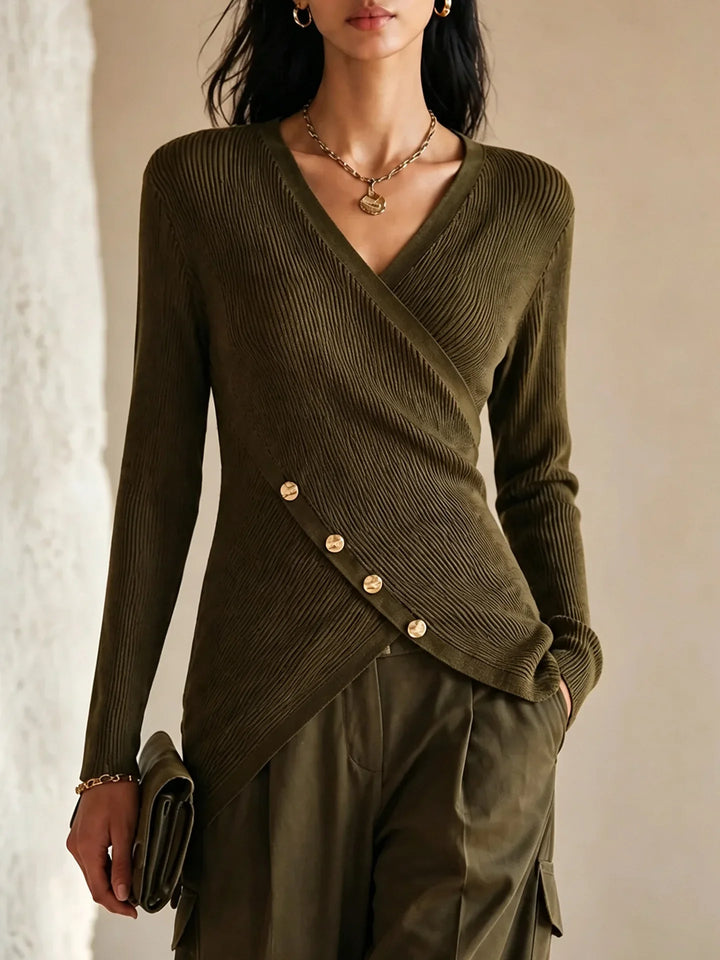 Adeline V Neck Ribbed Sweater