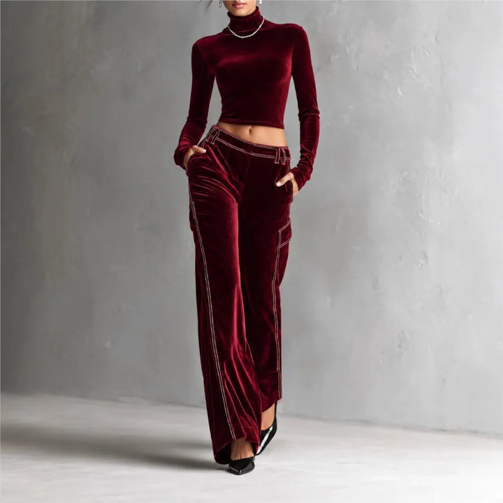 Larina Fitted Cropped Turtleneck Set