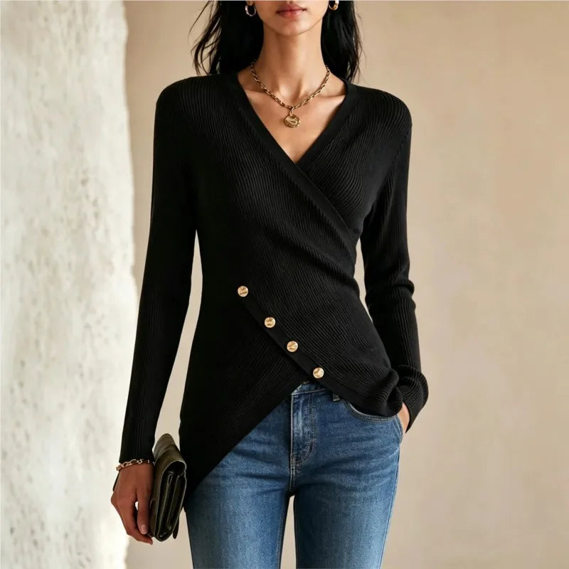 Adeline V Neck Ribbed Sweater