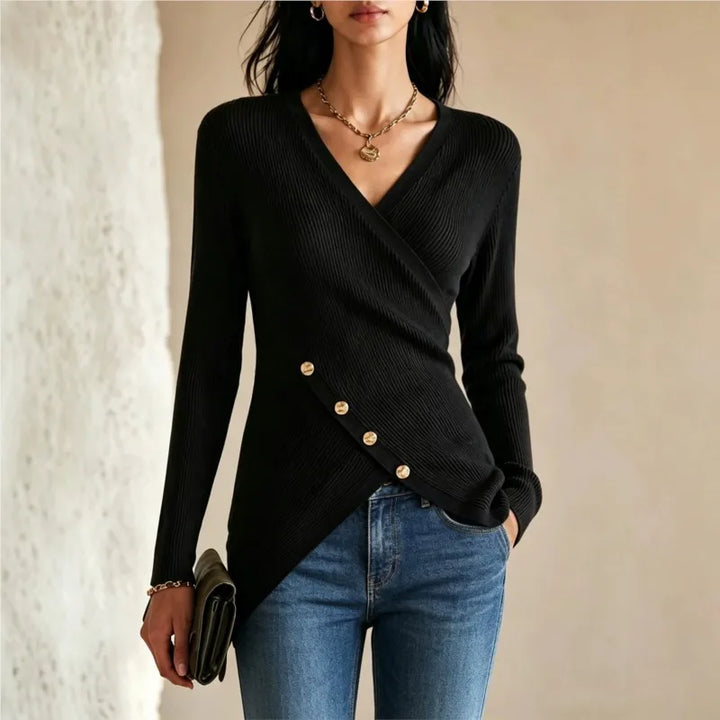 Adeline V Neck Ribbed Sweater