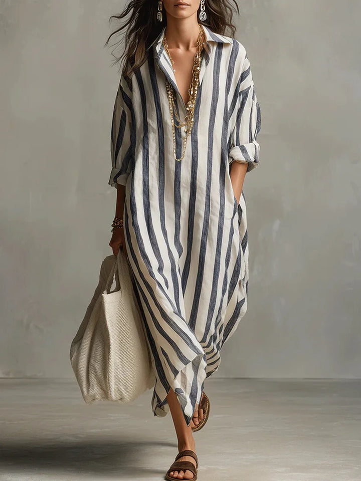 Faye Linen Long Shirt Dress