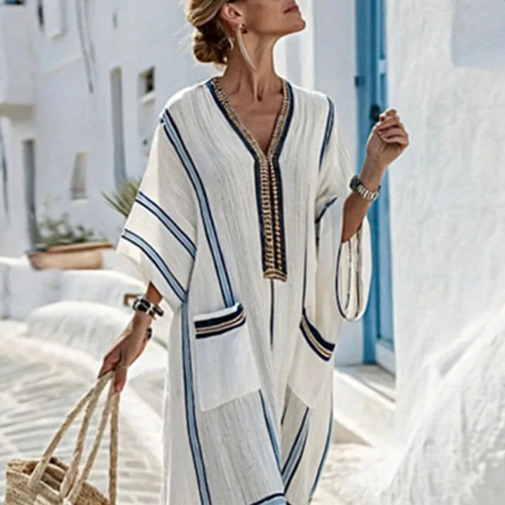 Orlanda Striped Kaftan Dress