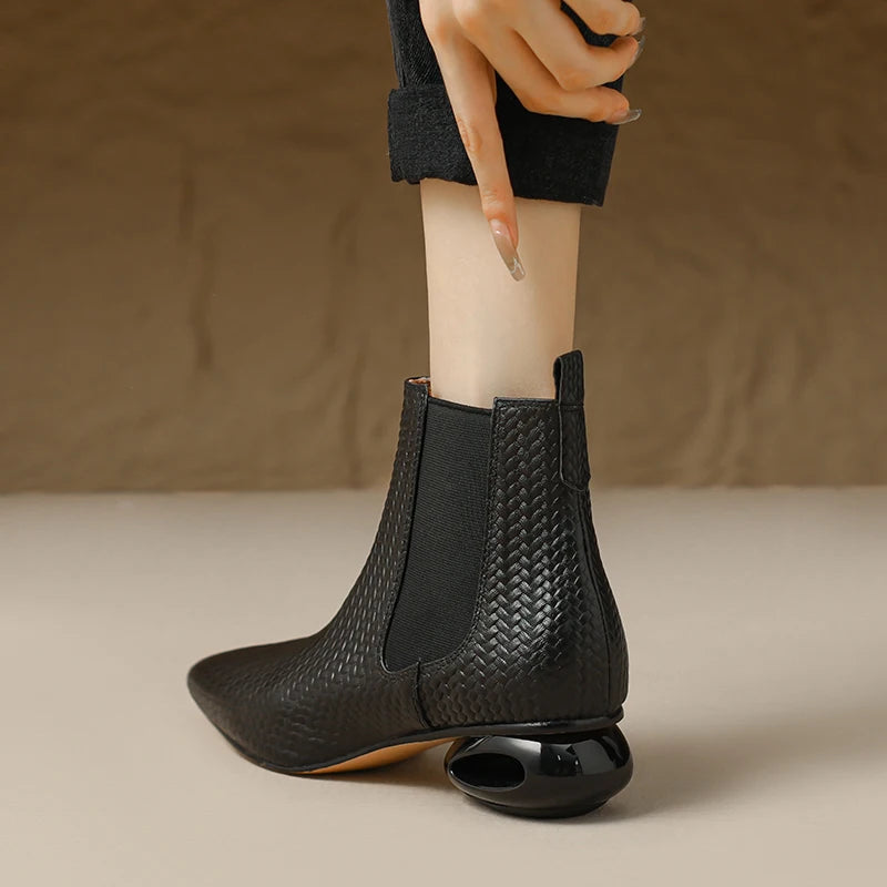 Hazel Hollow Leather Ankle Boots