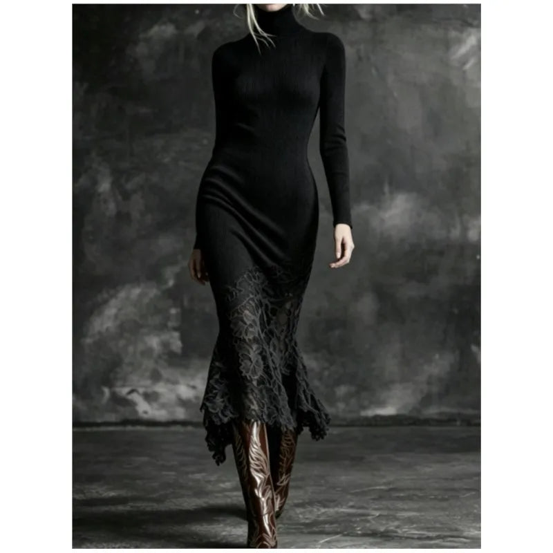 Corinne Ribbed Turtleneck Dress