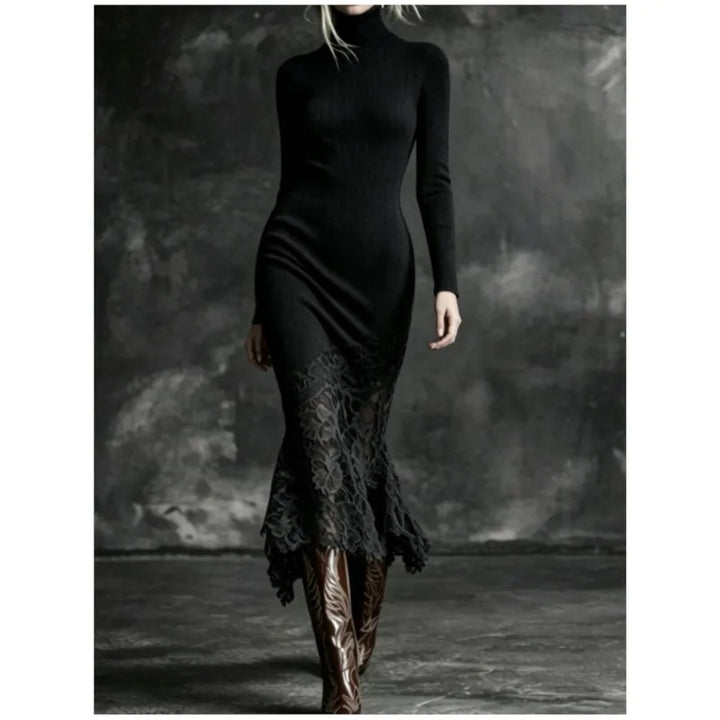 Corinne Ribbed Turtleneck Dress