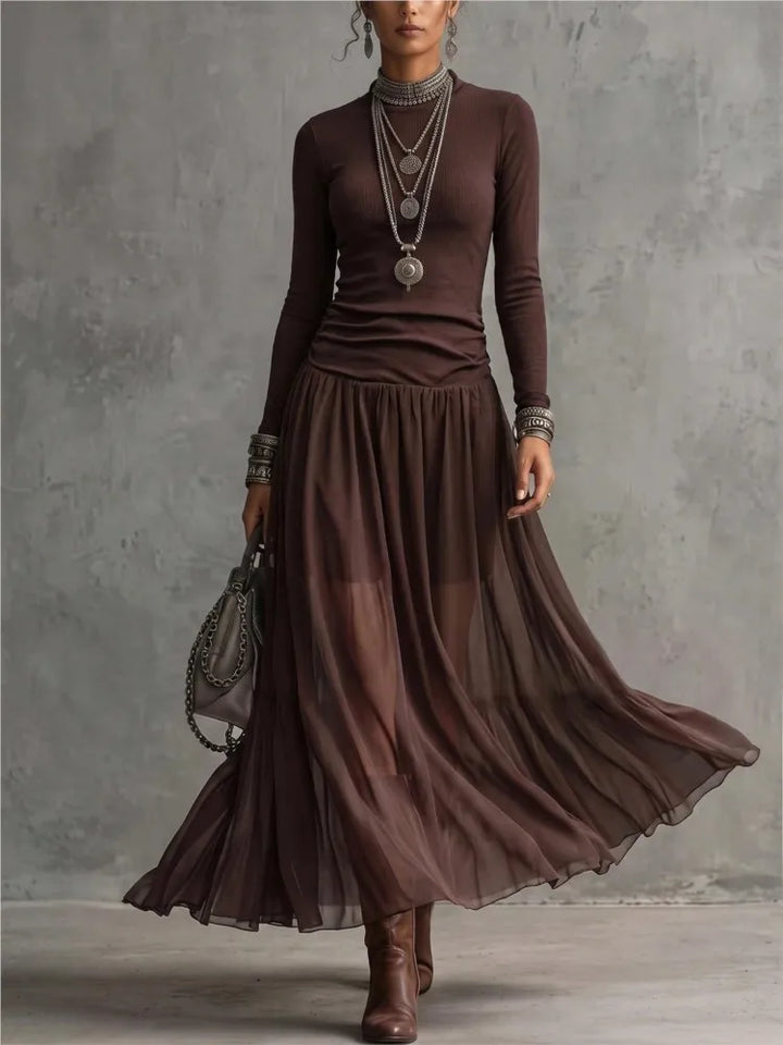 Ines Ruched Mock Neck Dress