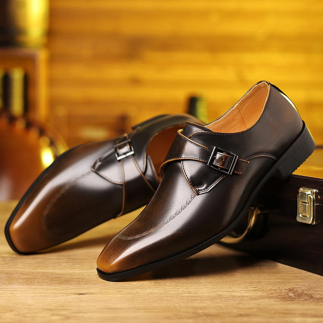 Valentino Leather Monk Strap Loafers