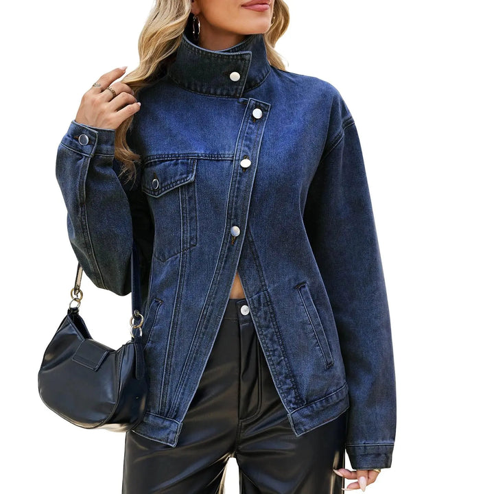 Alaina Stand Collar Denim Jacket