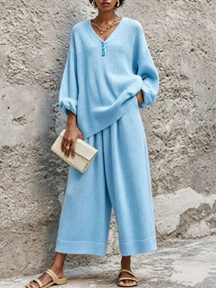 Larkin Button Placket Sweater Set