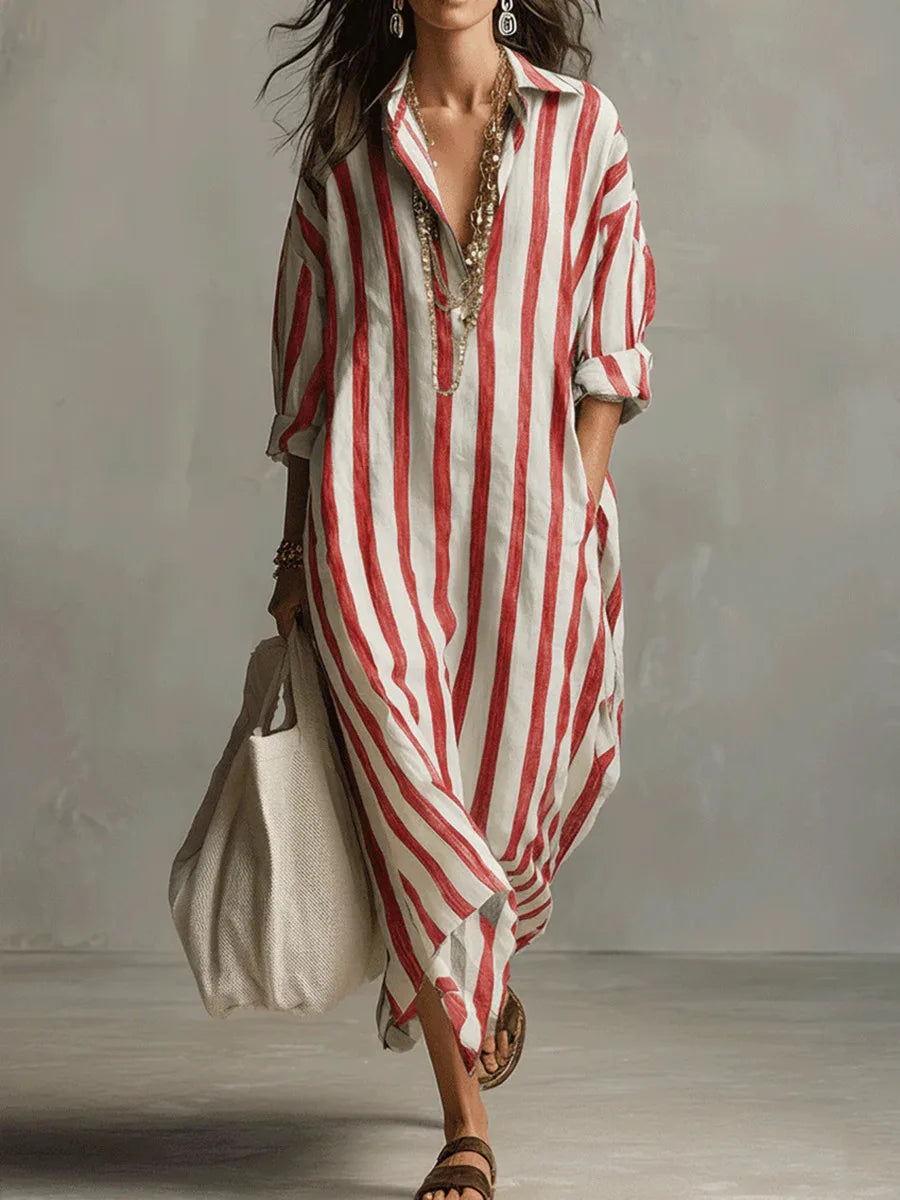 Faye Linen Long Shirt Dress