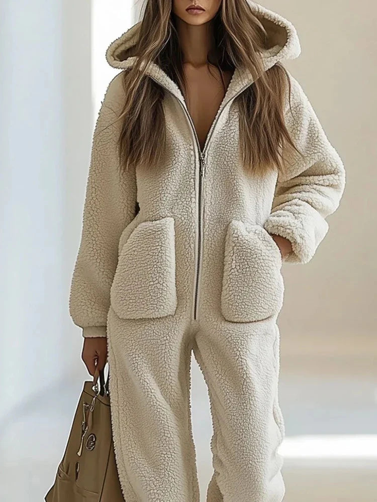 Coralie Zip Front Sherpa Jumpsuit