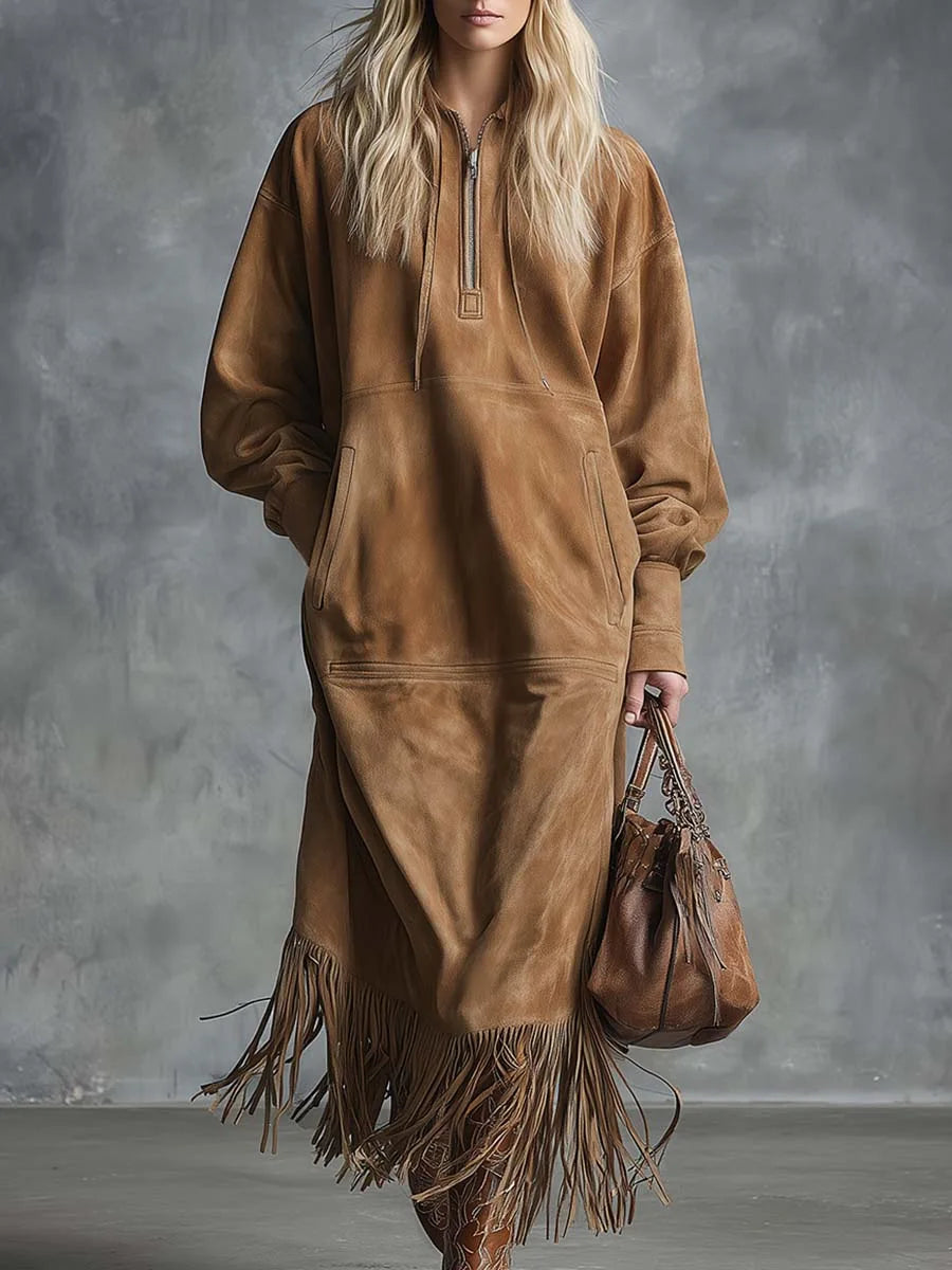 Willa Faux Suede Fringe Dress