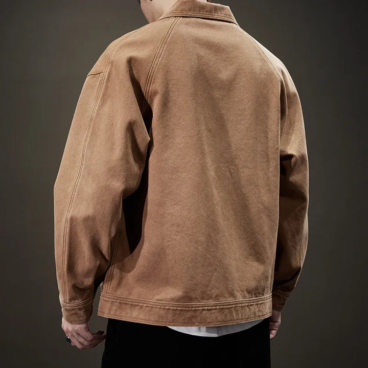 Cotton Denim Cargo Shirt Jacket