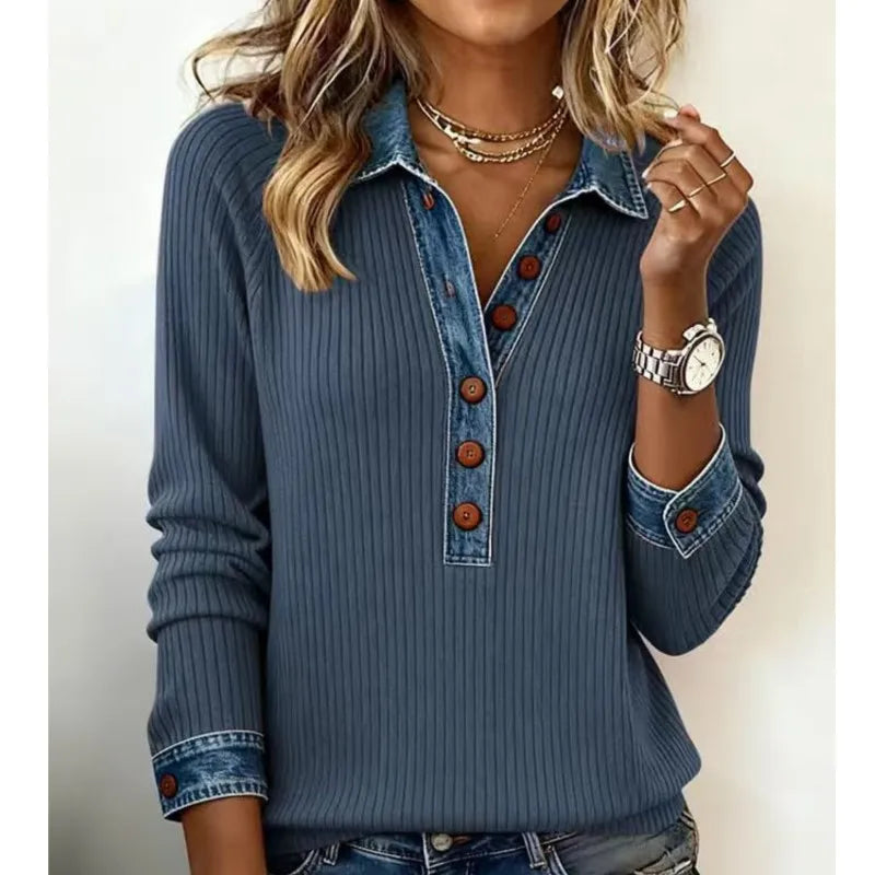 Marlena Denim Trim Pullover