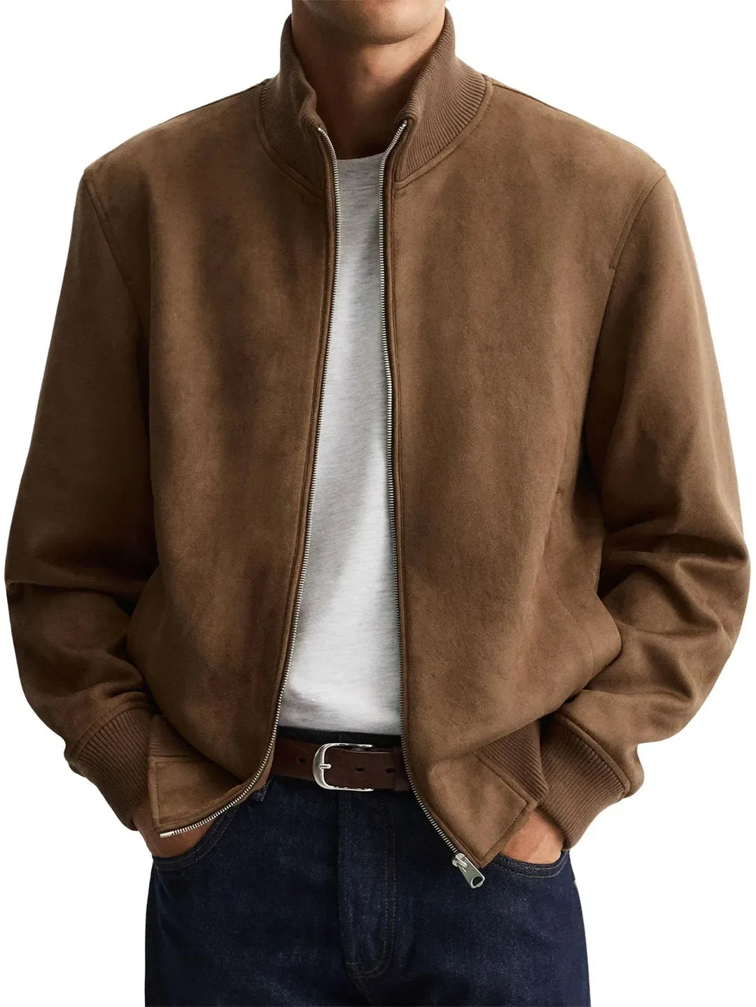 Everett Suede Look Bomber Jacket