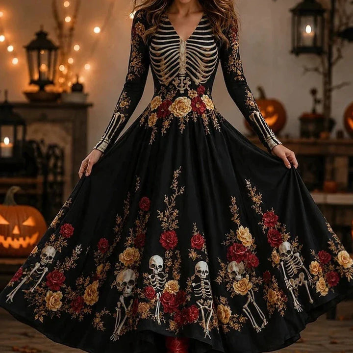 Harlow Skeleton Print Maxi Dress