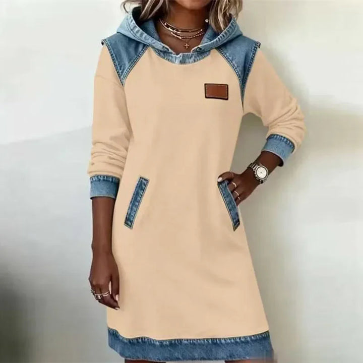 Perrine Denim Trim Hoodie Dress