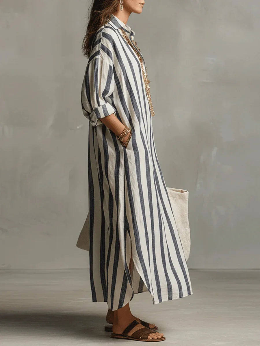 Faye Linen Long Shirt Dress