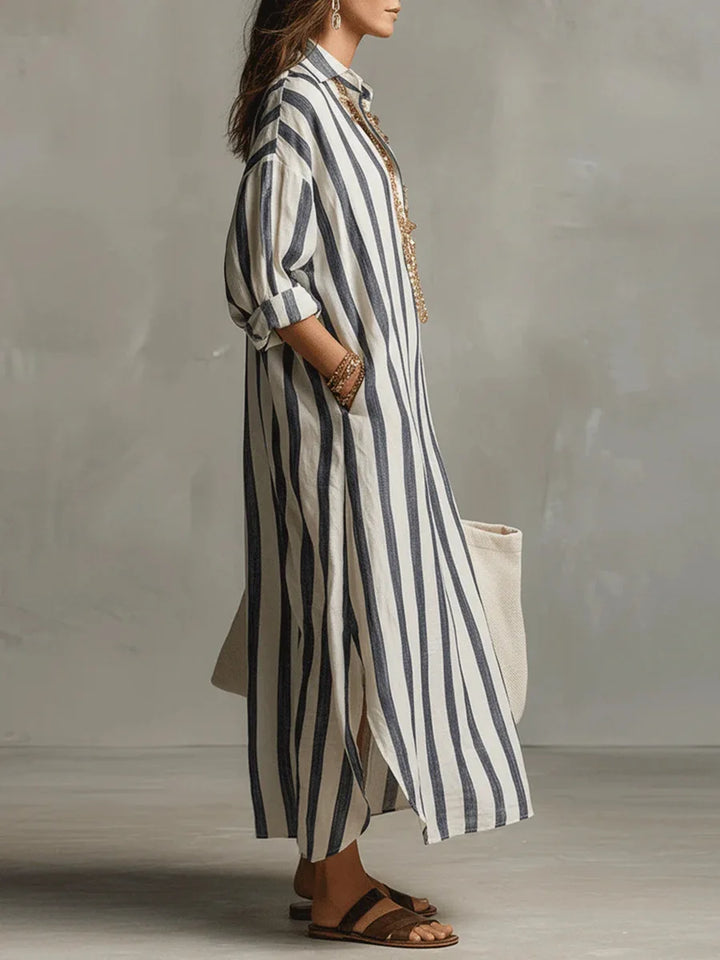 Faye Linen Long Shirt Dress