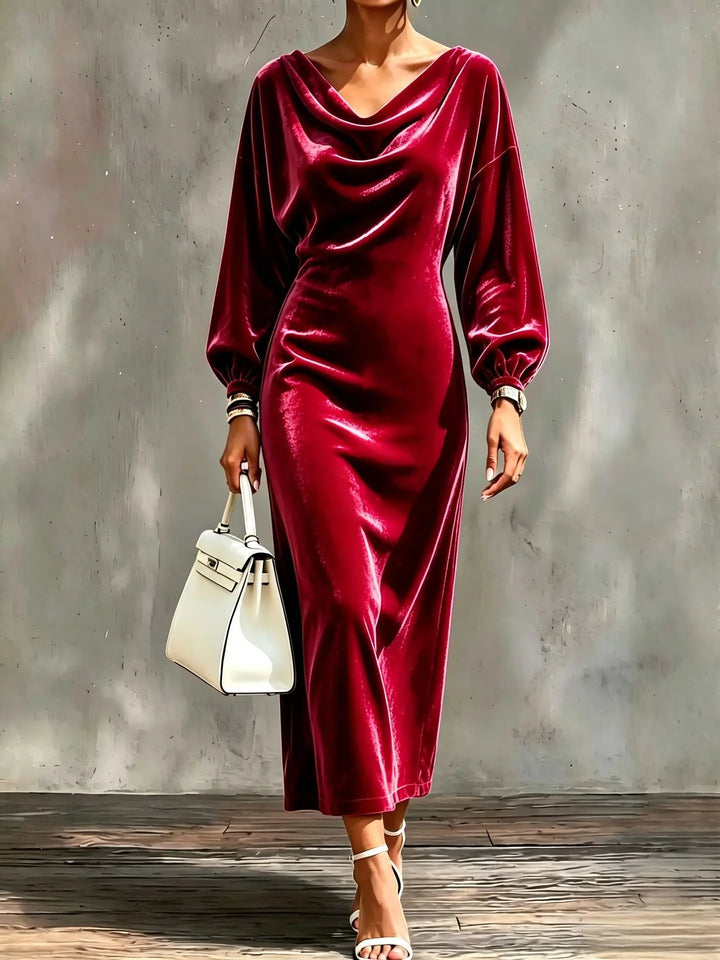 Giselle Cowl Neck Velvet Dress