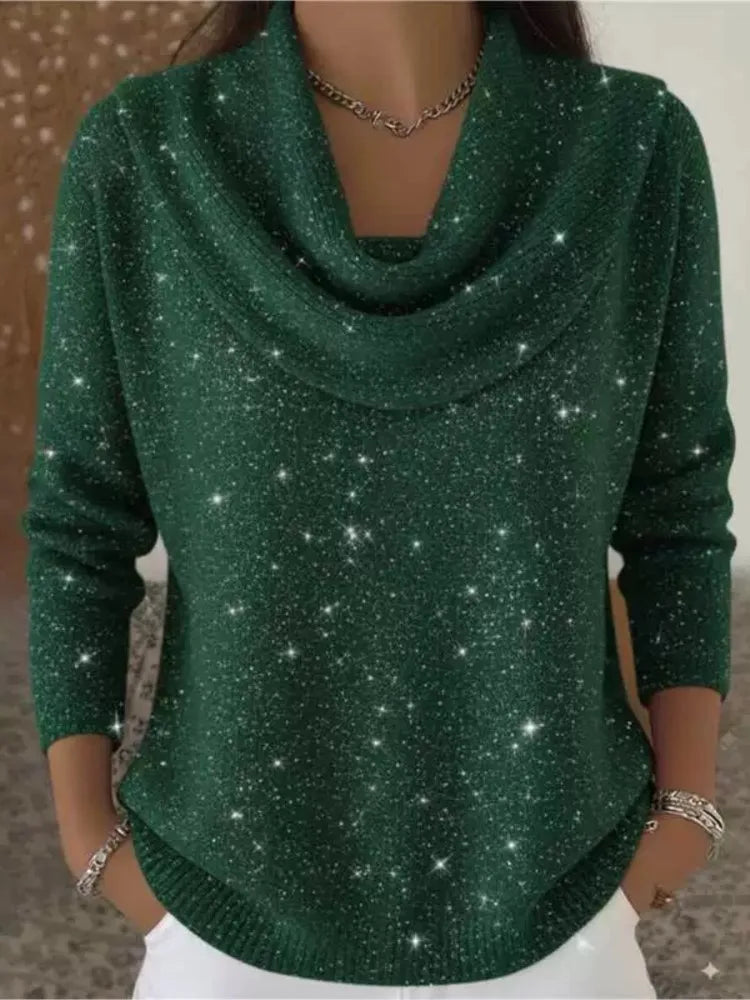 Laureen Cowl Neck Shimmer Sweater