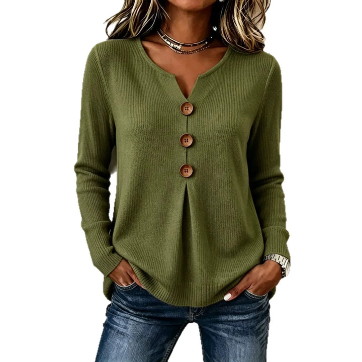 Marceline V Neck Ribbed Henley
