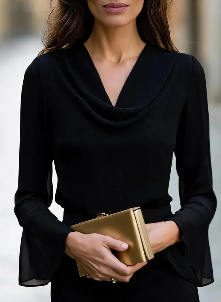 Leslie Draped V Neck Blouse