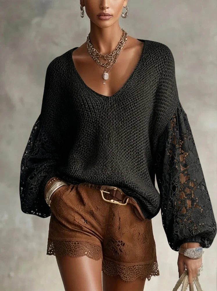 Simone Lace V Neck Sweater