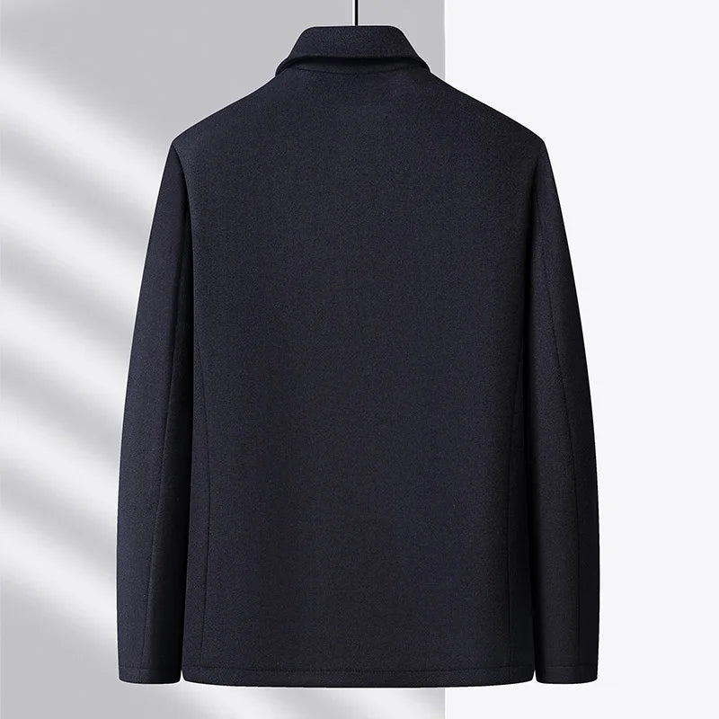 High-end men's fashionable, cool, versatile, trendy and casual woolen executive jacket, dad's suit lapel coat