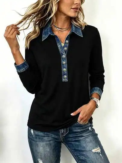 Amelie Denim Collar Blouse