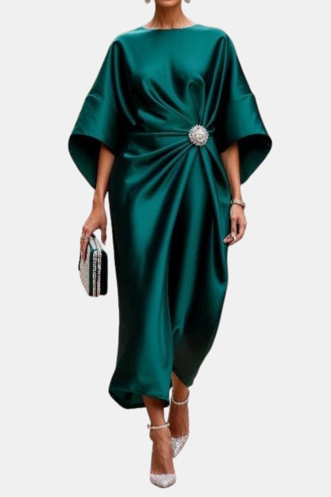 Albertine Wide Sleeve Satin Dress