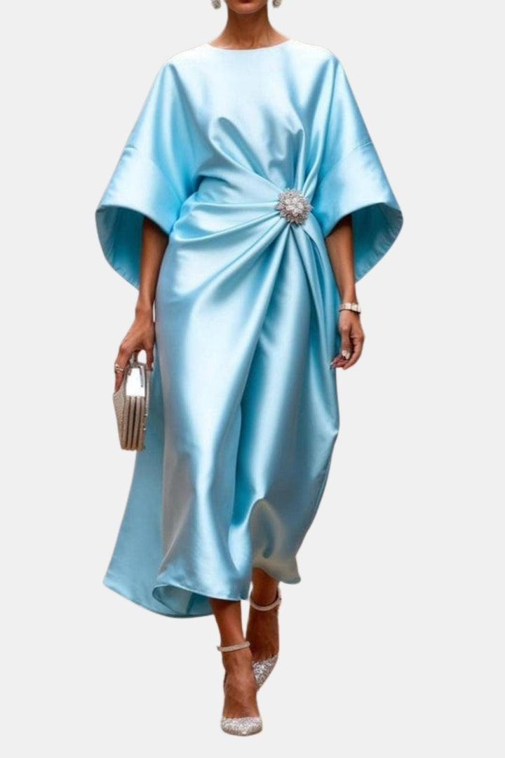 Celestia Wide Sleeve Satin Dress