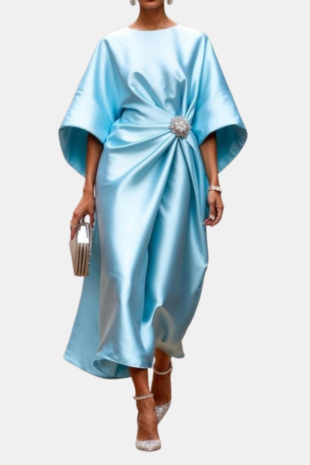 Albertine Wide Sleeve Satin Dress