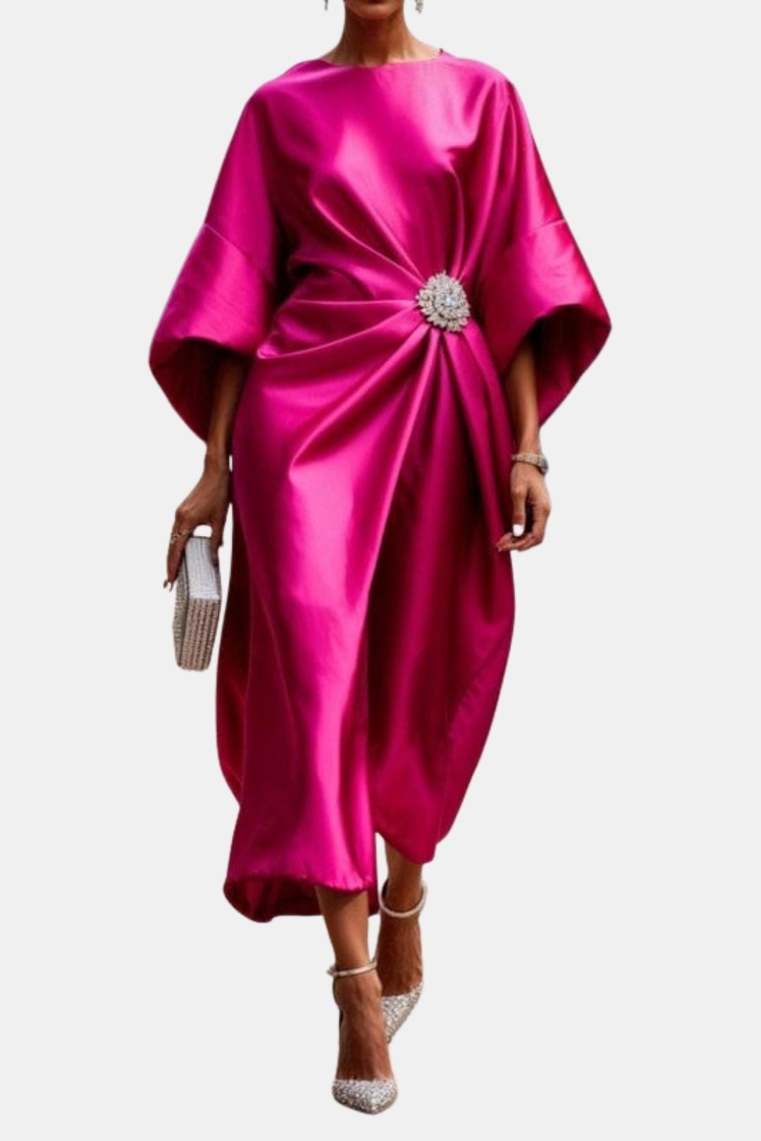Albertine Wide Sleeve Satin Dress