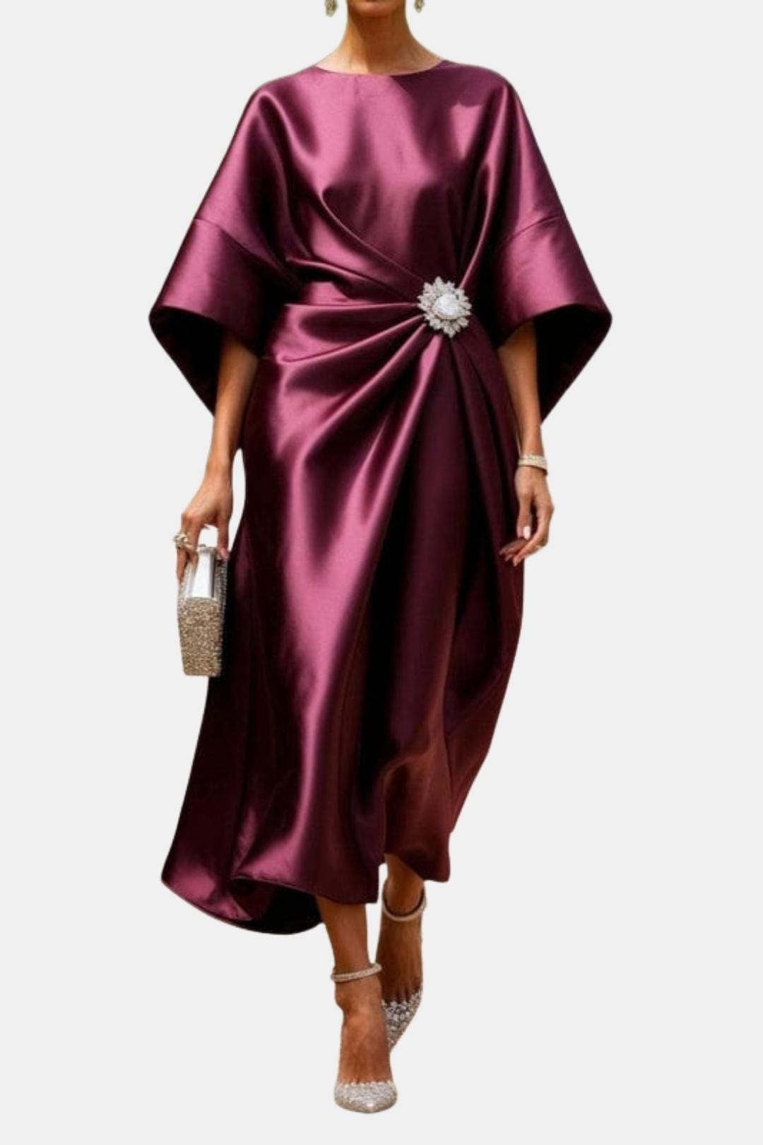 Albertine Wide Sleeve Satin Dress