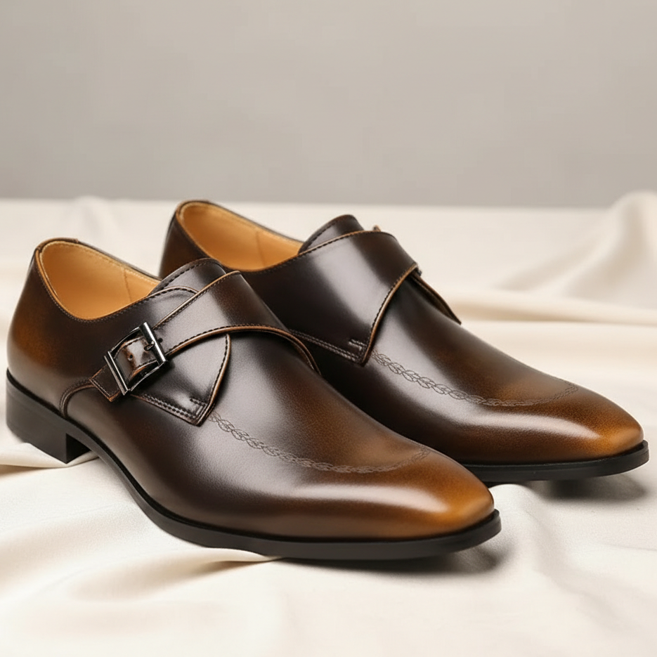 Valentino Leather Monk Strap Loafers