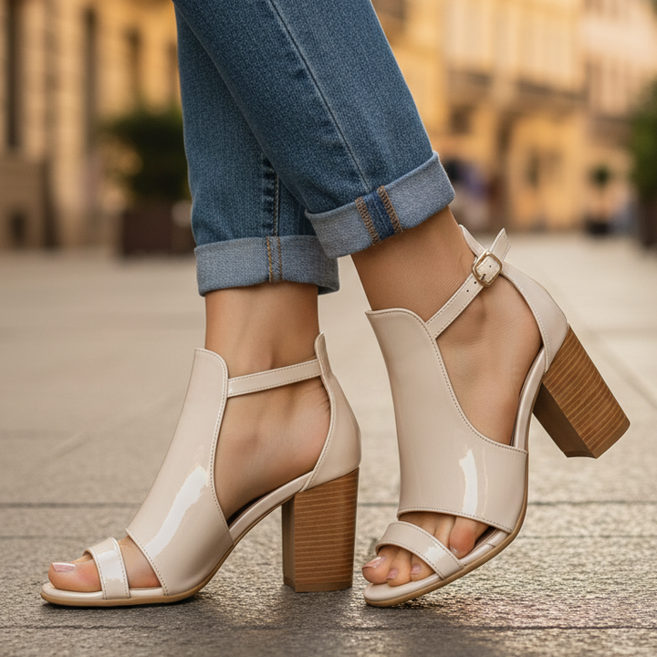 Nora Strap Leather Heels