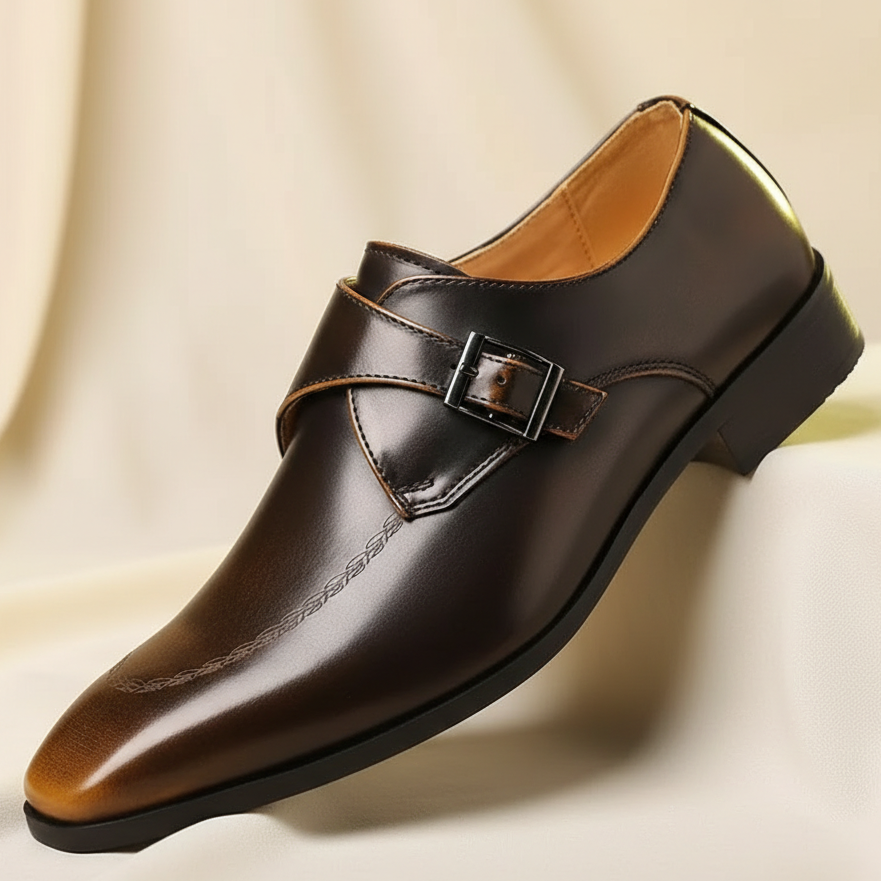 Valentino Leather Monk Strap Loafers