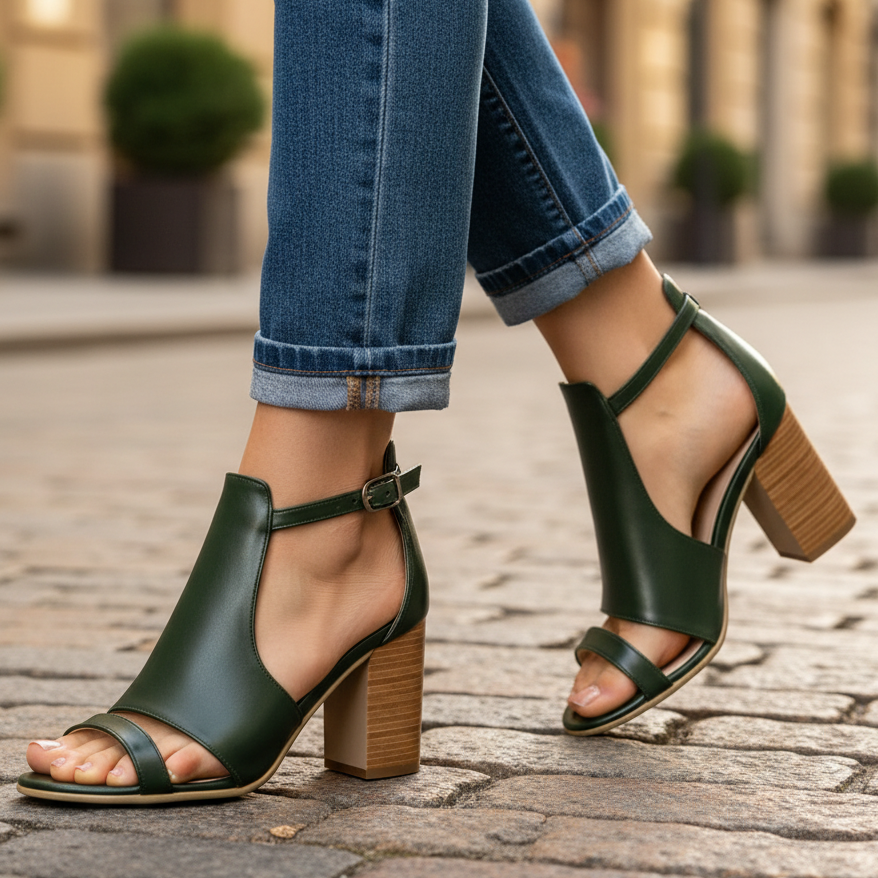 Nora Strap Leather Heels