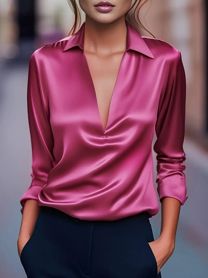 Vienne Satin Draped Collar Blouse