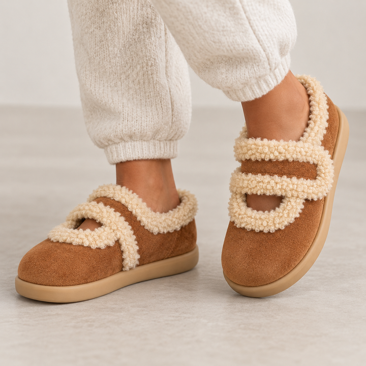 Kaylee Warm Fur Suede Slippers